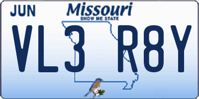 MO license plate VL3R8Y