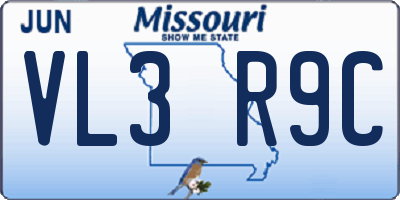MO license plate VL3R9C