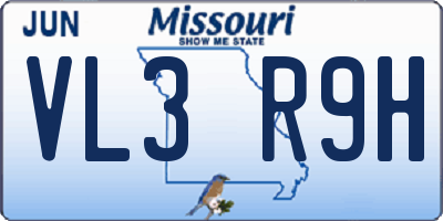 MO license plate VL3R9H