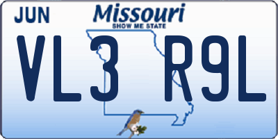 MO license plate VL3R9L