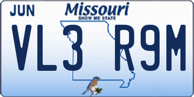 MO license plate VL3R9M