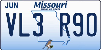 MO license plate VL3R9O