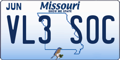 MO license plate VL3S0C