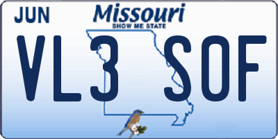 MO license plate VL3S0F