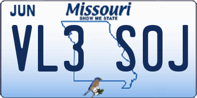 MO license plate VL3S0J