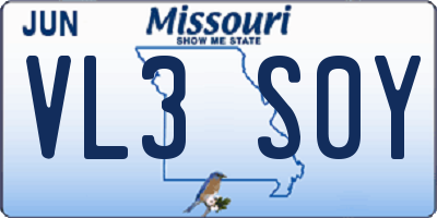 MO license plate VL3S0Y