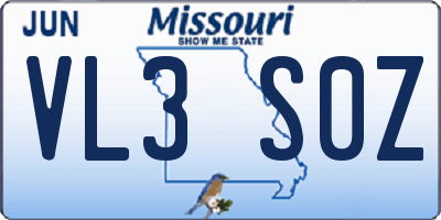 MO license plate VL3S0Z