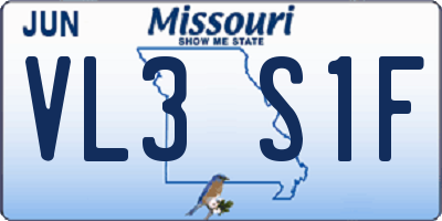 MO license plate VL3S1F