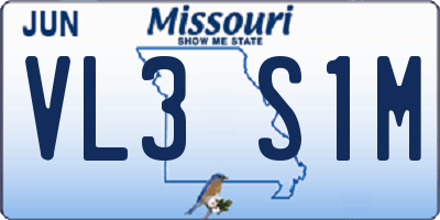 MO license plate VL3S1M