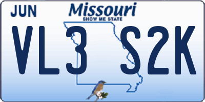 MO license plate VL3S2K