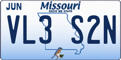 MO license plate VL3S2N