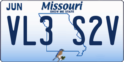 MO license plate VL3S2V