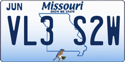MO license plate VL3S2W