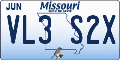 MO license plate VL3S2X