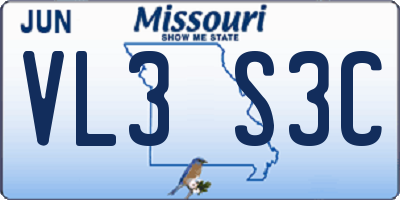 MO license plate VL3S3C