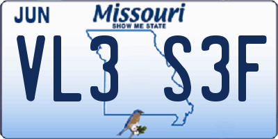 MO license plate VL3S3F