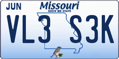 MO license plate VL3S3K