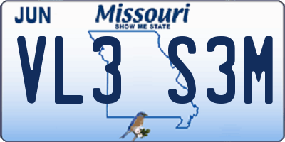 MO license plate VL3S3M