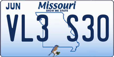 MO license plate VL3S3O