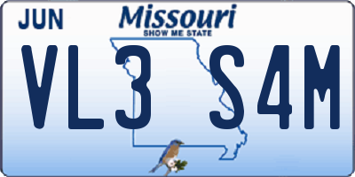 MO license plate VL3S4M