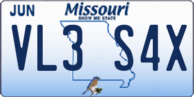 MO license plate VL3S4X
