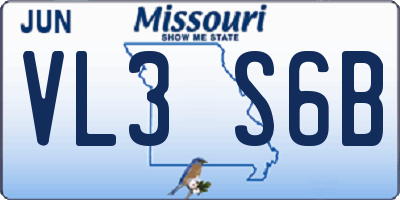 MO license plate VL3S6B