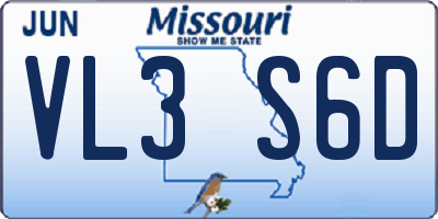 MO license plate VL3S6D