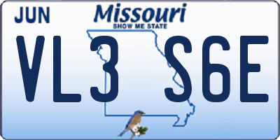 MO license plate VL3S6E
