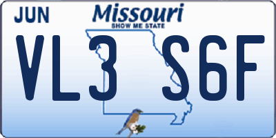 MO license plate VL3S6F