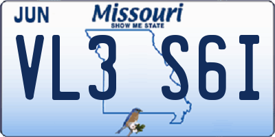 MO license plate VL3S6I