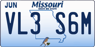 MO license plate VL3S6M