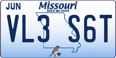 MO license plate VL3S6T