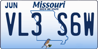 MO license plate VL3S6W