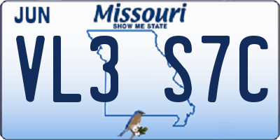 MO license plate VL3S7C