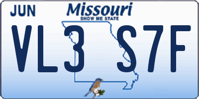 MO license plate VL3S7F