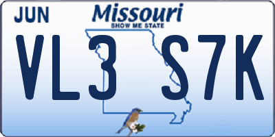 MO license plate VL3S7K