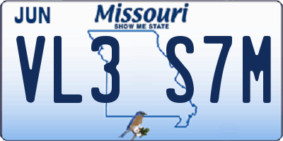 MO license plate VL3S7M