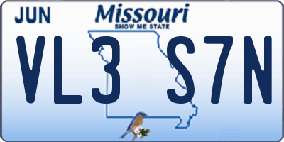 MO license plate VL3S7N
