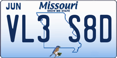 MO license plate VL3S8D