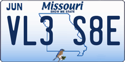 MO license plate VL3S8E