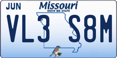 MO license plate VL3S8M