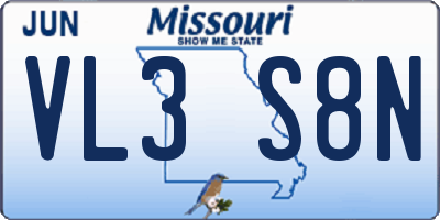 MO license plate VL3S8N