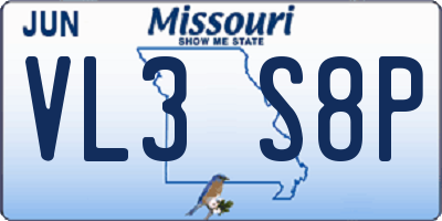 MO license plate VL3S8P