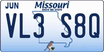 MO license plate VL3S8Q