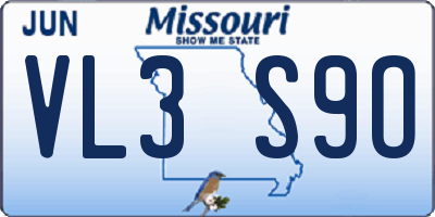 MO license plate VL3S9O