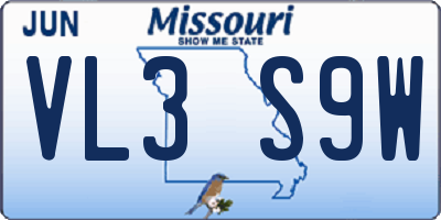MO license plate VL3S9W