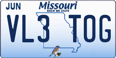 MO license plate VL3T0G