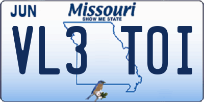 MO license plate VL3T0I