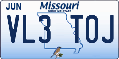MO license plate VL3T0J