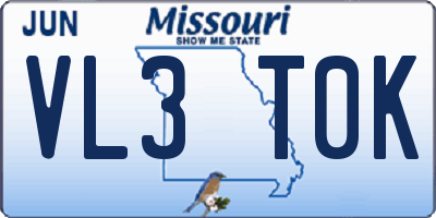 MO license plate VL3T0K